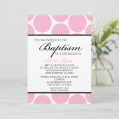 ピンクラージ水玉模様ガールズバプテスマ招待状 招待状 (スタンド正面)