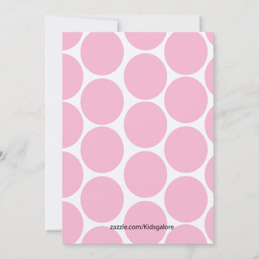 ピンクラージ水玉模様ガールズバプテスマ招待状 招待状 (裏面)