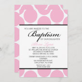 ピンクラージ水玉模様ガールズバプテスマ招待状 招待状 (正面/裏面)