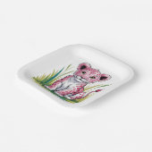 ピンクリオンガール赤ちゃんシャワー ペーパープレート (傾斜あり)