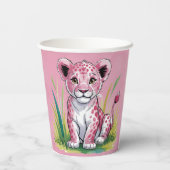 ピンクリオンガール赤ちゃんシャワー 紙コップ (裏面)