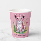 ピンクリオンガール赤ちゃんシャワー 紙コップ (正面)