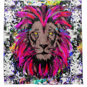 ピンクリオンヘッドシャワーカーテン シャワーカーテン (正面)