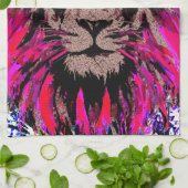 ピンクリオンヘッド – ライオンキッチンタオル キッチンタオル (折り畳み)