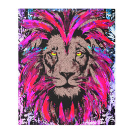 ピンクリオンヘッド – ライオンポートレートスケッチ – ライオン顔 メタルプリント