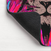 ピンクリオンマウスパッド – ライオン顔ポートレートスケッチ マウスパッド (コーナー)