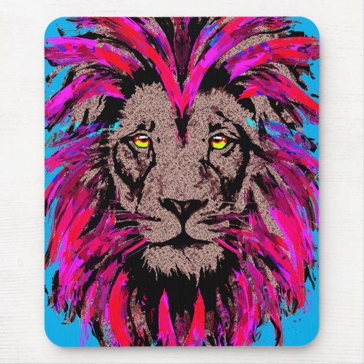 ピンクリオンマウスパッド – ライオン顔ポートレートスケッチ マウスパッド (正面)