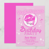 ピンクリシャスな誕生日パーティーの招待状 招待状 (正面/裏面)