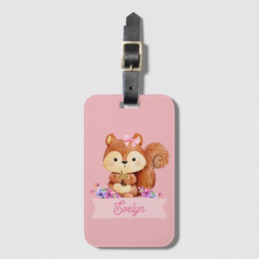 ピンクリスパーソナライズされたル ラゲッジタグ (正面縦)