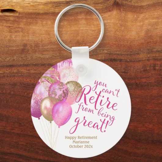 ピンクリタイアおもしろい引用文 キーホルダー (正面)