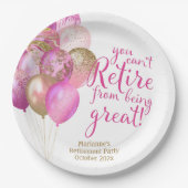 ピンクリタイアおもしろい引用文 ペーパープレート (正面)