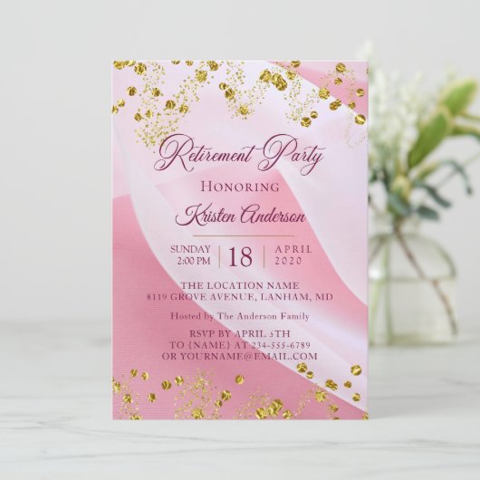 ピンクリタイアメントパーティの招待状 招待状 (スタンド正面)