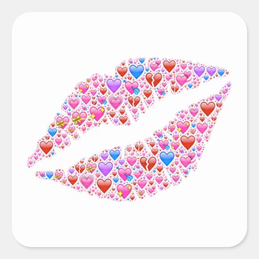 ピンクリップキスきらめく宝石ハートスクエアS スクエアシール (正面)