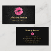 ピンクリップグロスキスブラックチータメイクアップアーティスト 名刺 (正面/裏面)