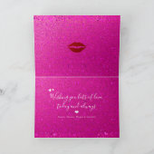 ピンクリップハッピーバレンタインデーレッドグリッター はっきりした シーズンカード (内部)