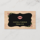 ピンクリップバラ金ゴールドグリッターワイルドフラワーズモノグラム 名刺 (正面)