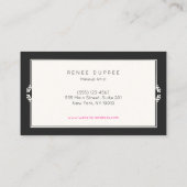 ピンクリップバラ金ゴールド&ブラックグリッターストライプメイクアップ 名刺 (裏面)