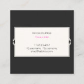 ピンクリップバラ金ゴールド&ブラックストライプのメイクアップアーティスト スクエア名刺 (裏面)