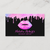 ピンクリップメイクアップアーティストパステルモダンドリップスサロン 名刺 (正面)