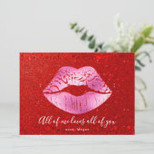 ピンクリップレッドグリッターすべての私はバレンタイン大好き シーズンカード (スタンド正面)