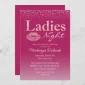ピンクリップ&グラマラスグリッターレディースナイト 招待状 (正面/裏面)