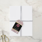 ピンクリップ&バラ金ゴールドトロピカル葉誕生日 ギフトタグ (より糸付き)