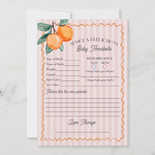 ピンクリトルかわいこちゃんシトラスシャワーアドバイスベビー 招待状 (正面)