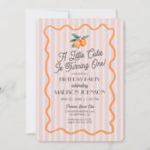 ピンクリトルかわいこちゃんパステルシトラステーマ誕生日 招待状 (正面)