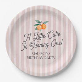 ピンクリトルかわいこちゃんパステルシトラスバースデーパーティー ペーパープレート