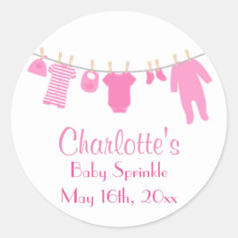 ピンクリトルウェアベビー散水ステッカー ラウンドシール