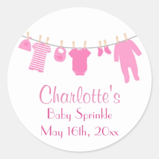 ピンクリトルウェアベビー散水ステッカー ラウンドシール (正面)