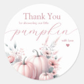 ピンクリトルカボチャありがとう ラウンドシール (正面)
