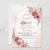 ピンクリトルカボチャツインガール1st誕生日 招待状 (正面)