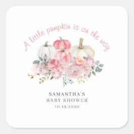 ピンクリトルカボチャ女の子ベビーシャワー スクエアシール
