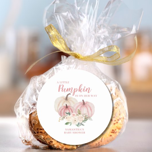 ピンクリトルカボチャ女の子ベビーシャワー ラウンドシール