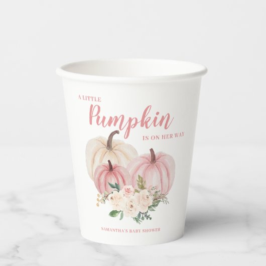 ピンクリトルカボチャ女の子ベビーシャワー 紙コップ (正面)