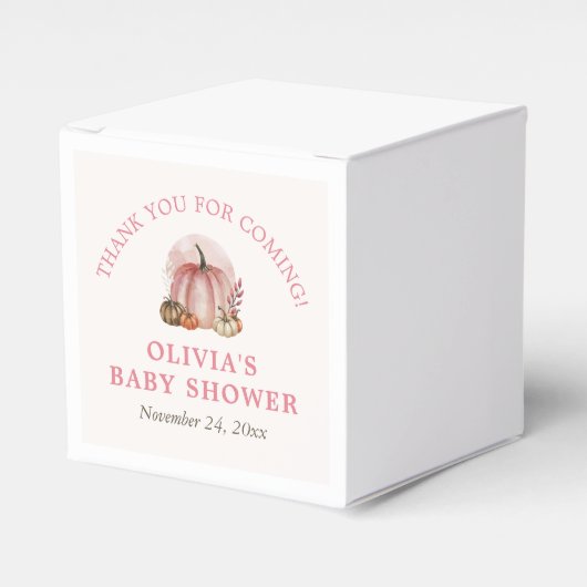 ピンクリトルカボチャ秋かわいい女の子ベビーシャワー フェイバーボックス (正面サイド)