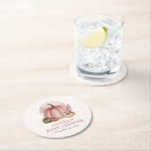 ピンクリトルカボチャ秋かわいい女の子ベビーシャワー ラウンドペーパーコースター (インサイチュ)