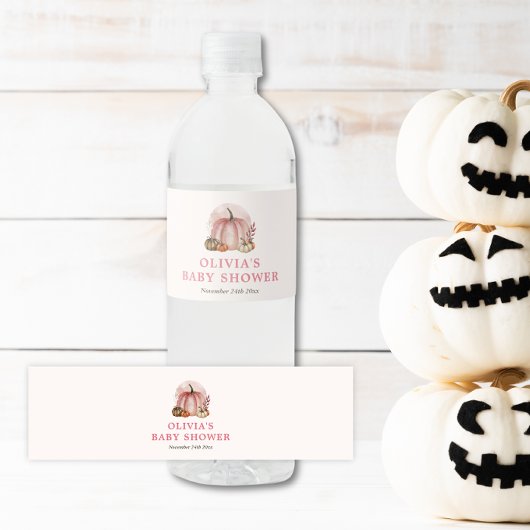 ピンクリトルカボチャ秋ガールベビーシャワー ペットボトルラベル