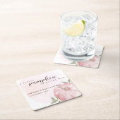 ピンクリトルカボチャ秋秋ベビーシャワー スクエアペーパーコースター (インサイチュ)