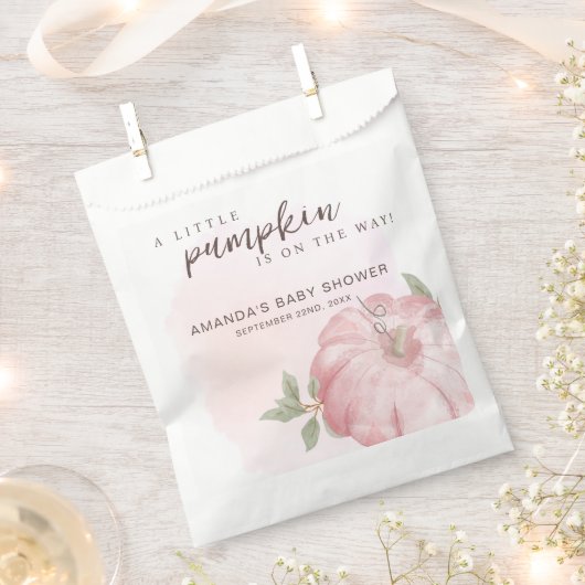ピンクリトルカボチャ秋秋ベビーシャワー フェイバーバッグ (クリップ留めされた状態)