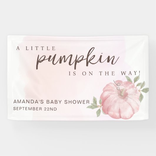 ピンクリトルカボチャ秋秋ベビーシャワー 横断幕 (横)