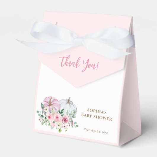 ピンクリトルカボチャ赤ちゃんシャワーありがとう フェイバーボックス (正面サイド)