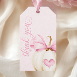 ピンクリトルカボチャ赤ちゃんシャワーのお願い ギフトタグ