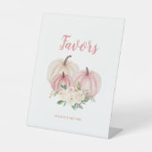 ピンクリトルカボチャ赤ちゃんシャワーのお願い 台座サイン (正面)