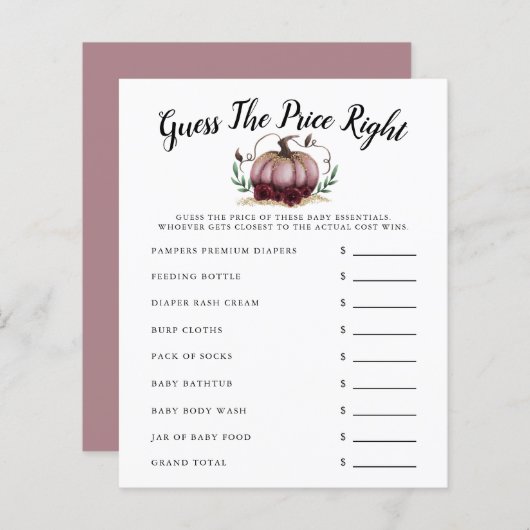 ピンクリトルカボチャ赤ちゃんシャワー価格を推測 (正面/裏面)