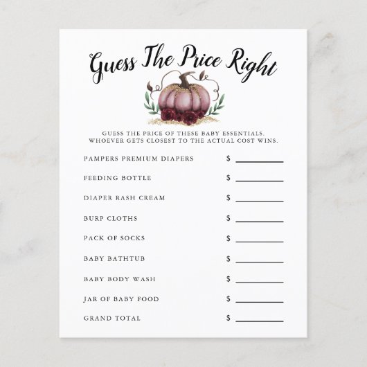 ピンクリトルカボチャ赤ちゃんシャワー価格を推測 (正面)