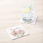 ピンクリトルカボチャ赤ちゃんシャワー スクエアペーパーコースター (インサイチュ)