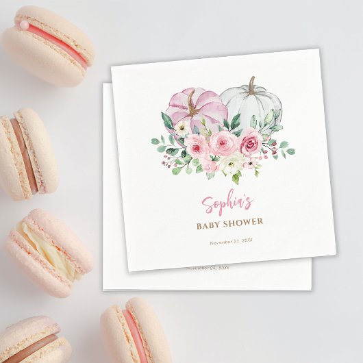 ピンクリトルカボチャ赤ちゃんシャワー スタンダードカクテルナプキン