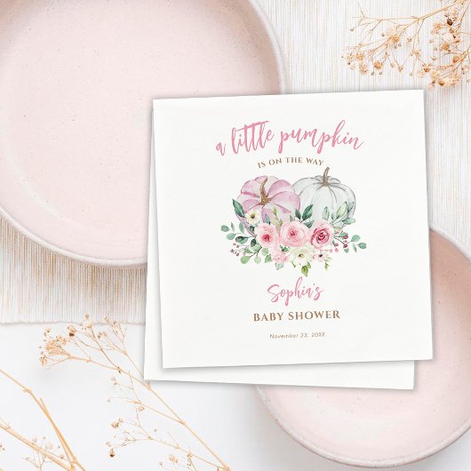 ピンクリトルカボチャ赤ちゃんシャワー スタンダードカクテルナプキン